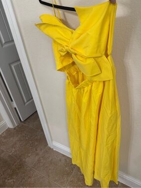 Yellow Maxi Dress with Bow Front